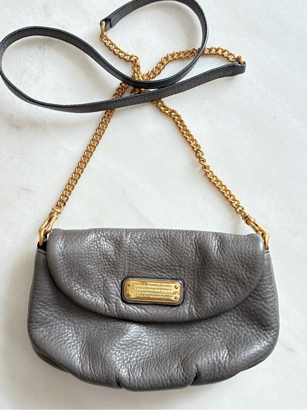 Marc by Marc Jacobs Brown Taupe Pebbled Leather Crossbody Gold Tone Hardware